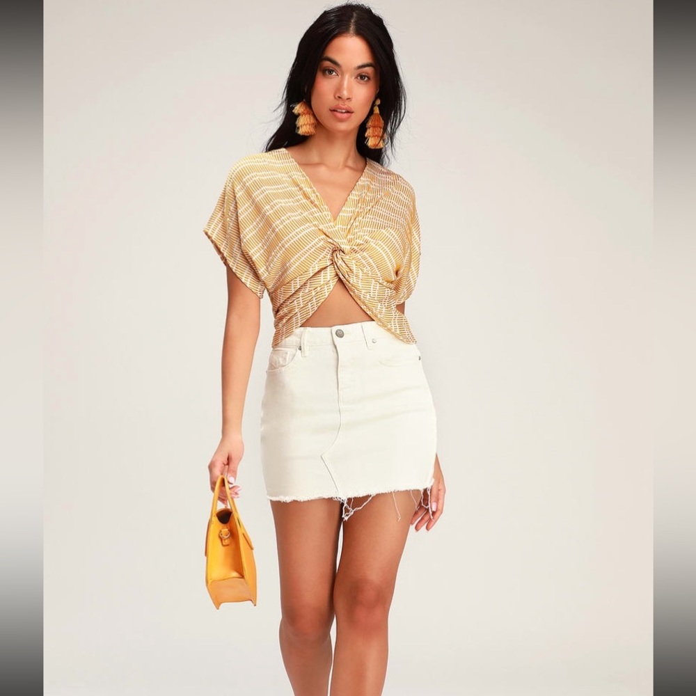Artisan White & Yellow Twist Front Top- SAGE THE LABEL